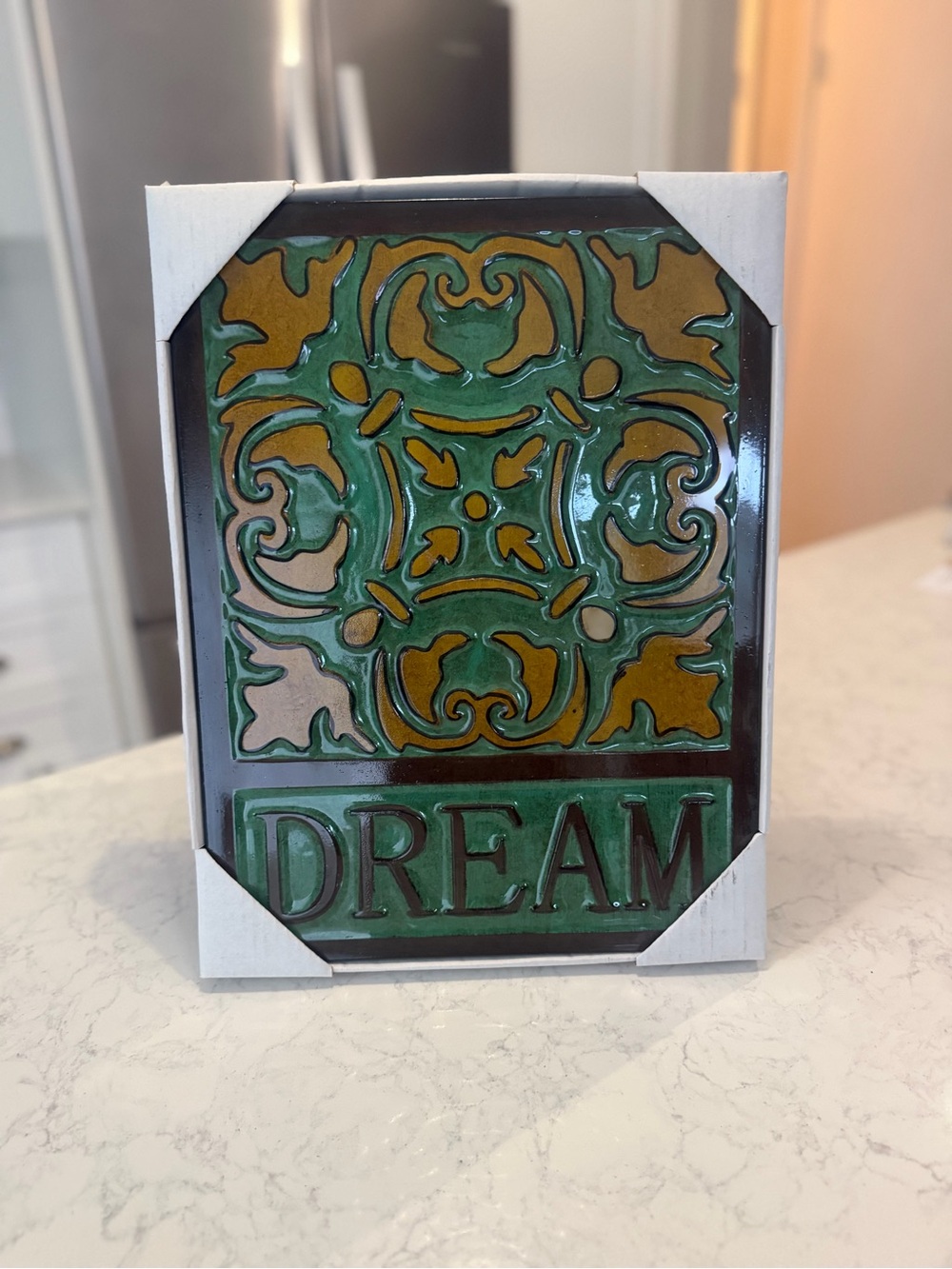 ‘DREAM' Wall Decoration in Green and Gold